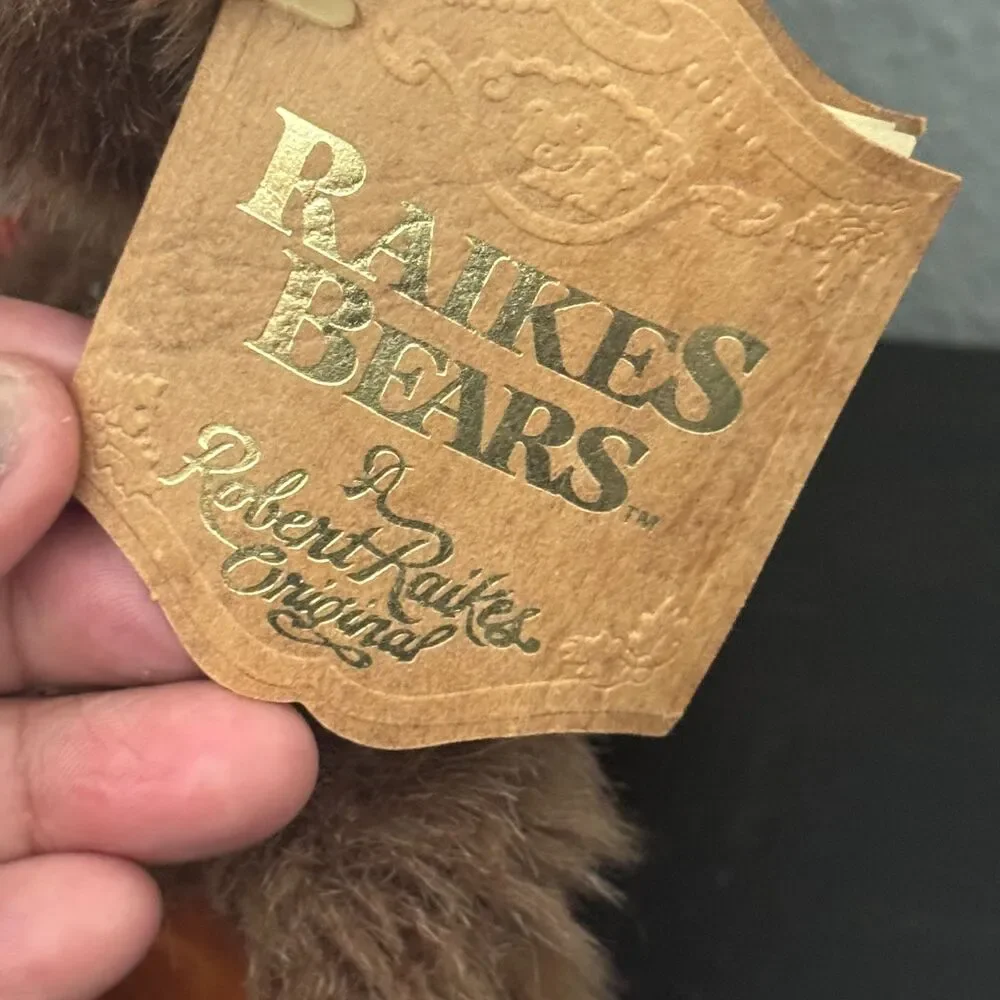 Robert Raikes 1988 Teddy Bear Trio Jason Jenny Sally Wooden Face Signed